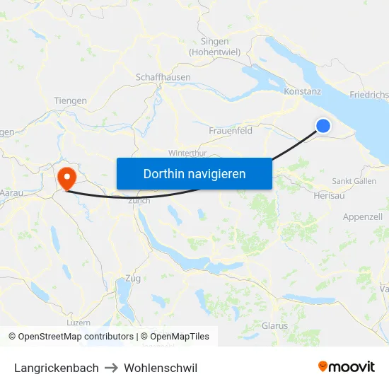 Langrickenbach to Wohlenschwil map
