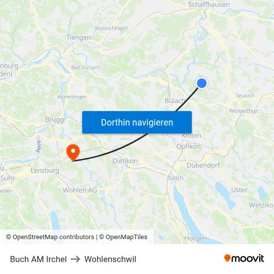 Buch AM Irchel to Wohlenschwil map