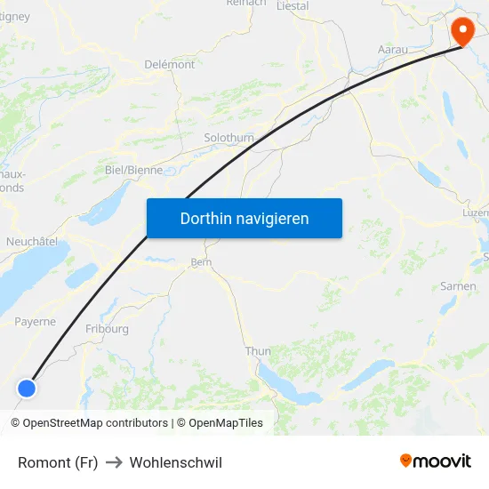 Romont (Fr) to Wohlenschwil map