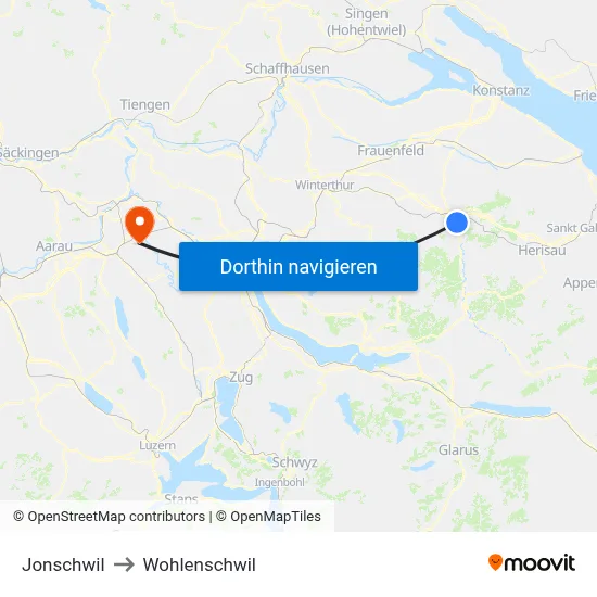 Jonschwil to Wohlenschwil map