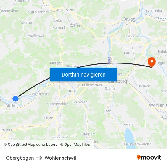 Obergösgen to Wohlenschwil map