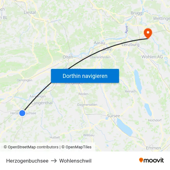 Herzogenbuchsee to Wohlenschwil map