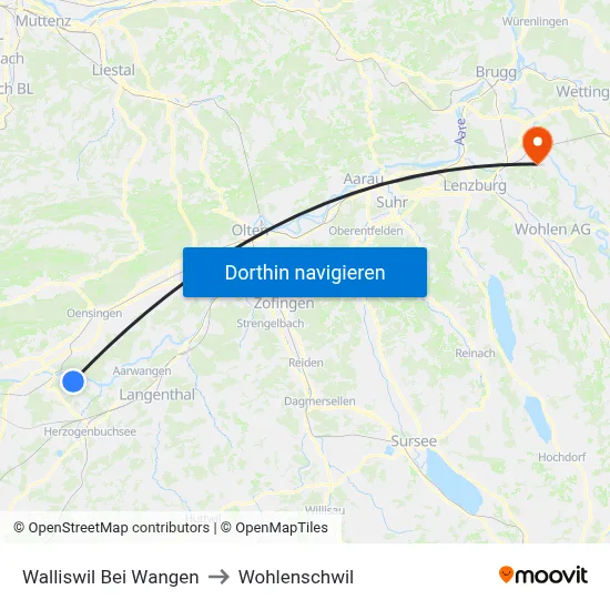 Walliswil Bei Wangen to Wohlenschwil map
