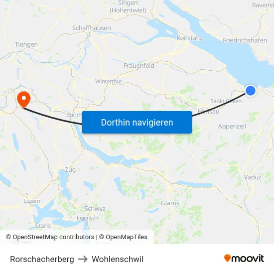 Rorschacherberg to Wohlenschwil map