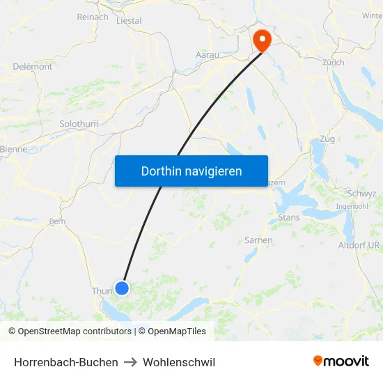Horrenbach-Buchen to Wohlenschwil map