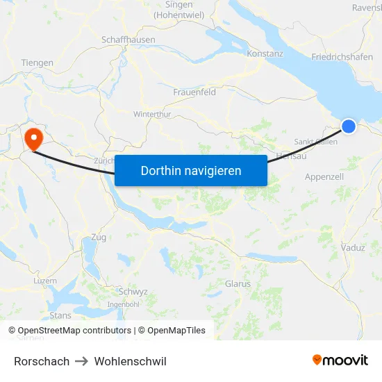 Rorschach to Wohlenschwil map