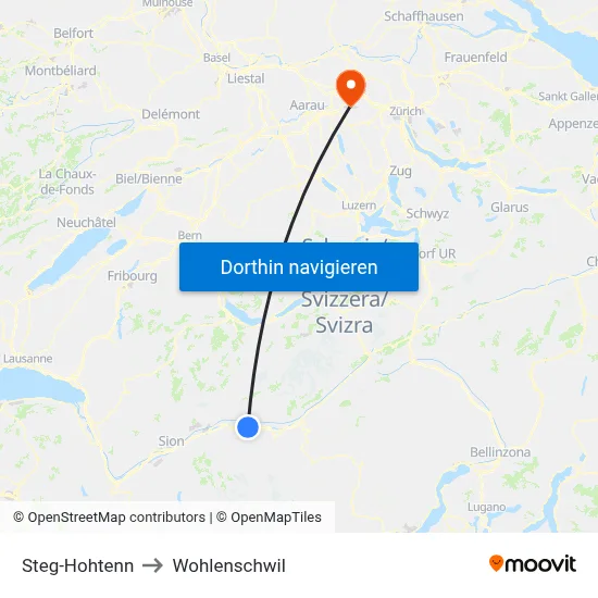 Steg-Hohtenn to Wohlenschwil map