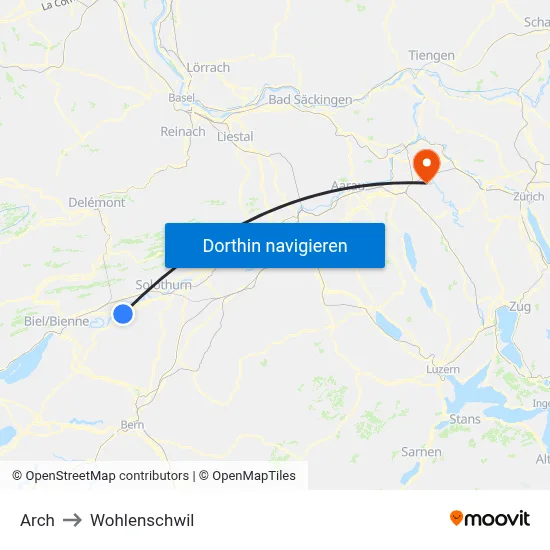 Arch to Wohlenschwil map