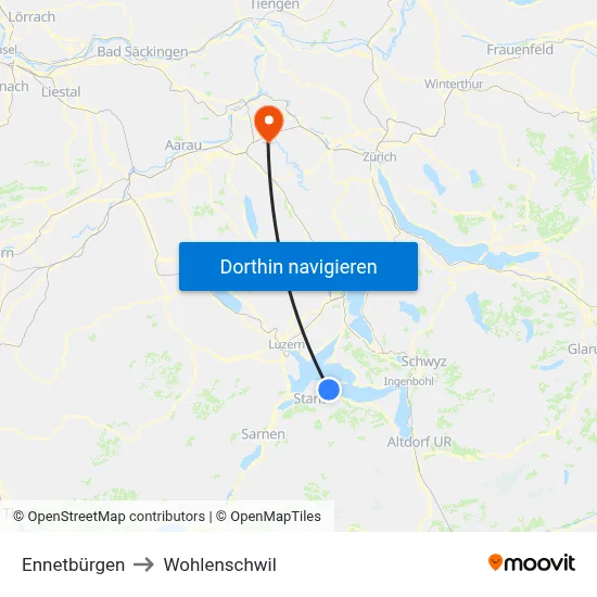 Ennetbürgen to Wohlenschwil map
