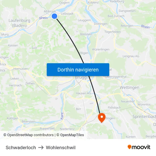 Schwaderloch to Wohlenschwil map