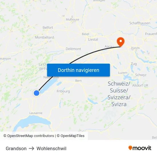 Grandson to Wohlenschwil map