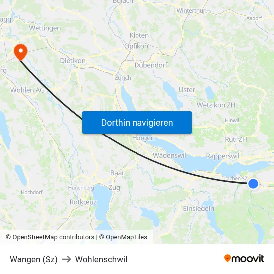 Wangen (Sz) to Wohlenschwil map
