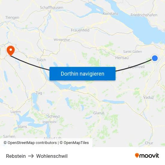 Rebstein to Wohlenschwil map