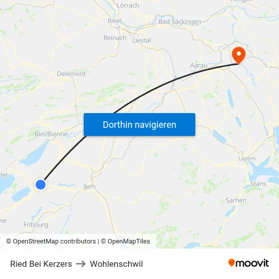 Ried Bei Kerzers to Wohlenschwil map
