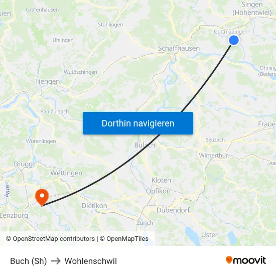 Buch (Sh) to Wohlenschwil map