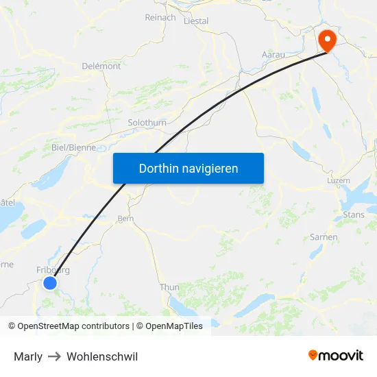 Marly to Wohlenschwil map