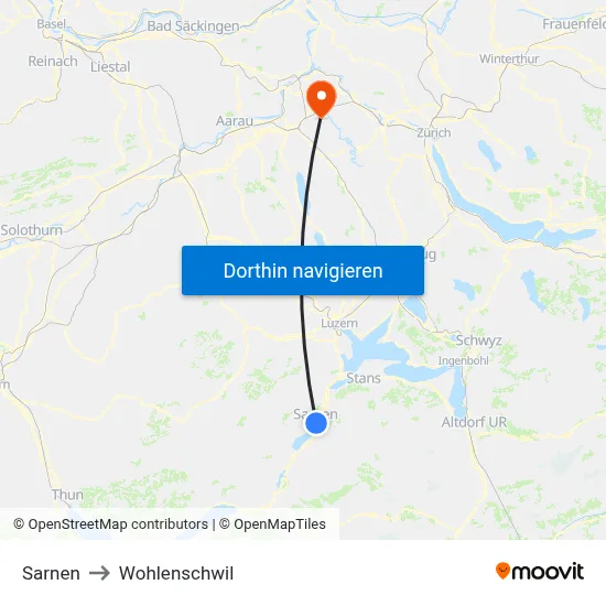 Sarnen to Wohlenschwil map