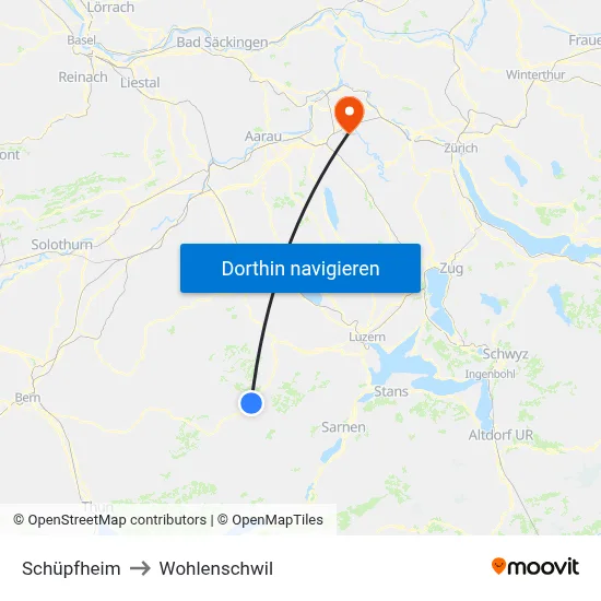 Schüpfheim to Wohlenschwil map