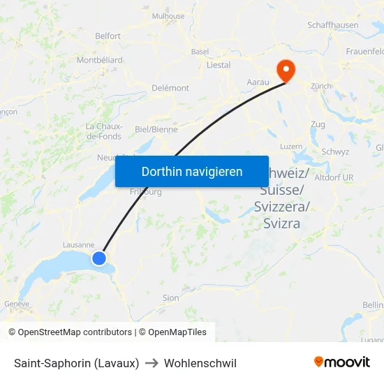 Saint-Saphorin (Lavaux) to Wohlenschwil map