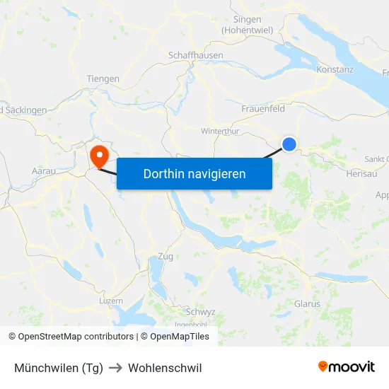 Münchwilen (Tg) to Wohlenschwil map