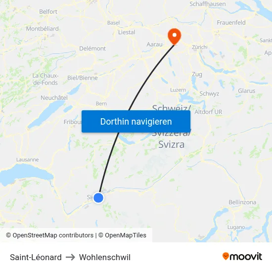 Saint-Léonard to Wohlenschwil map