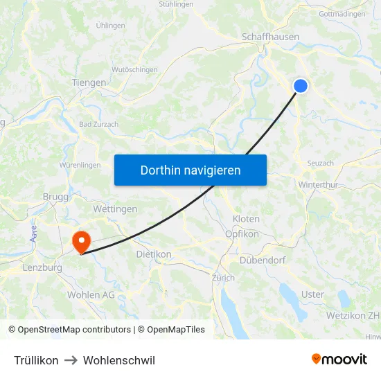 Trüllikon to Wohlenschwil map