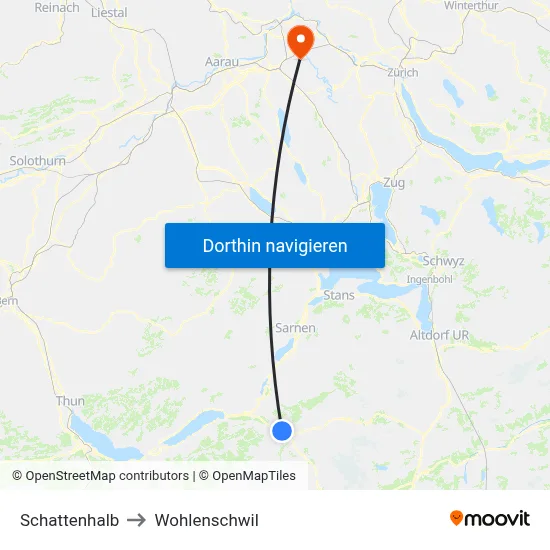Schattenhalb to Wohlenschwil map