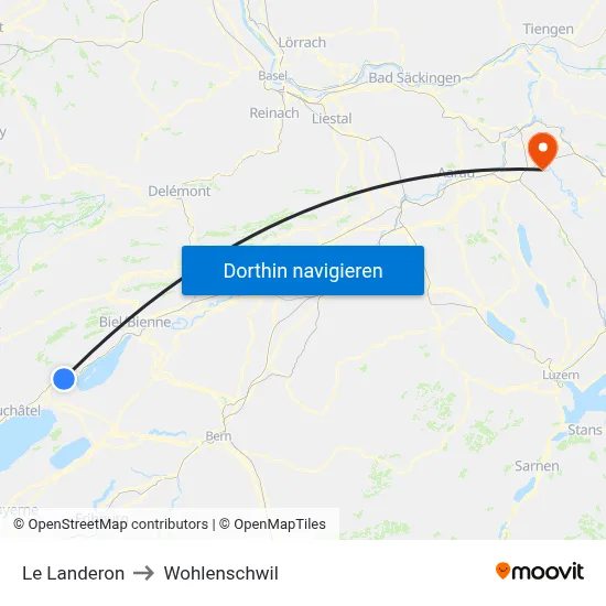 Le Landeron to Wohlenschwil map