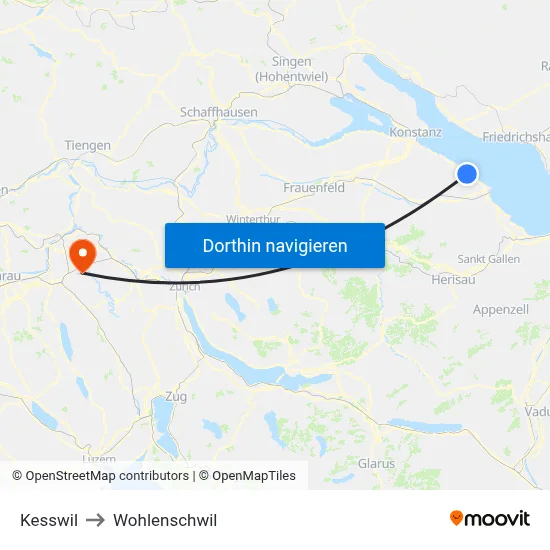 Kesswil to Wohlenschwil map