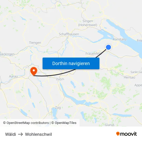 Wäldi to Wohlenschwil map