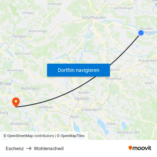 Eschenz to Wohlenschwil map