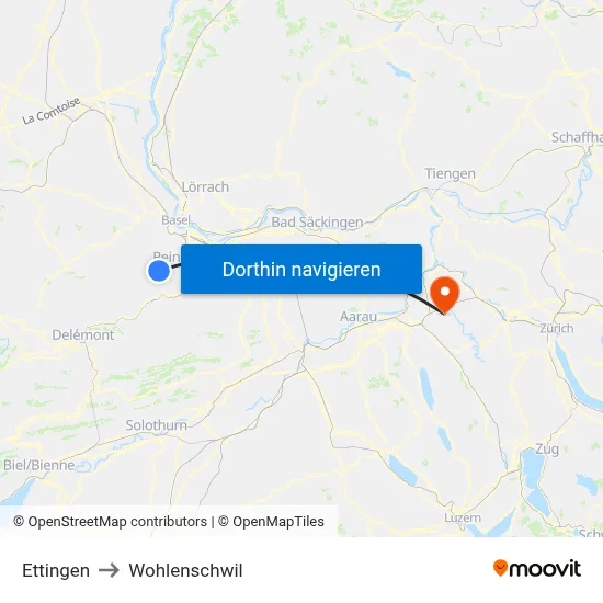 Ettingen to Wohlenschwil map