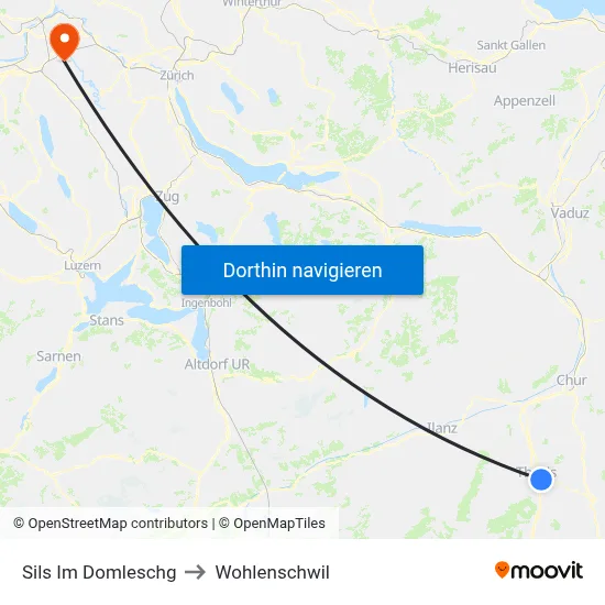 Sils Im Domleschg to Wohlenschwil map