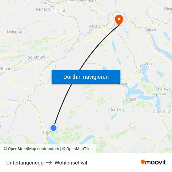 Unterlangenegg to Wohlenschwil map