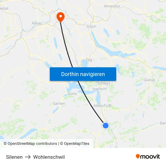 Silenen to Wohlenschwil map