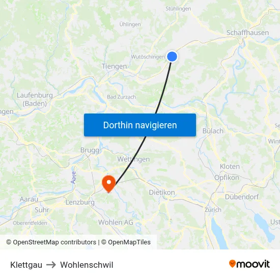 Klettgau to Wohlenschwil map