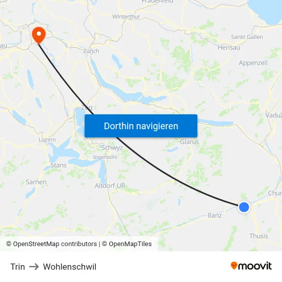 Trin to Wohlenschwil map