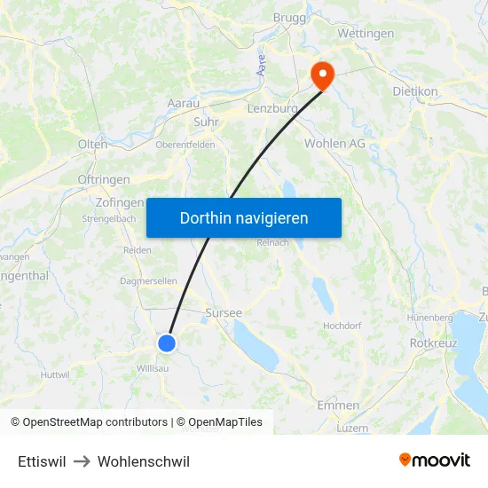 Ettiswil to Wohlenschwil map