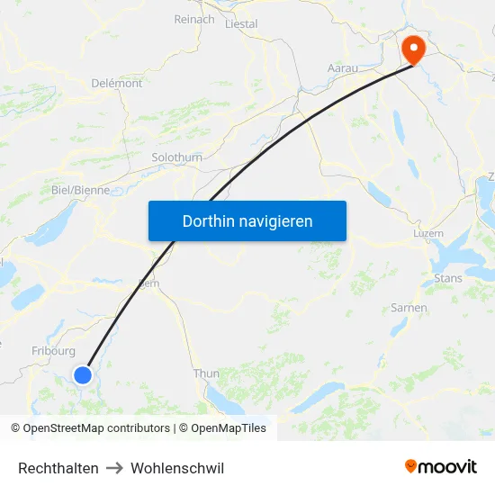Rechthalten to Wohlenschwil map
