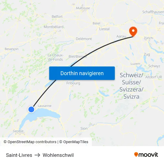 Saint-Livres to Wohlenschwil map