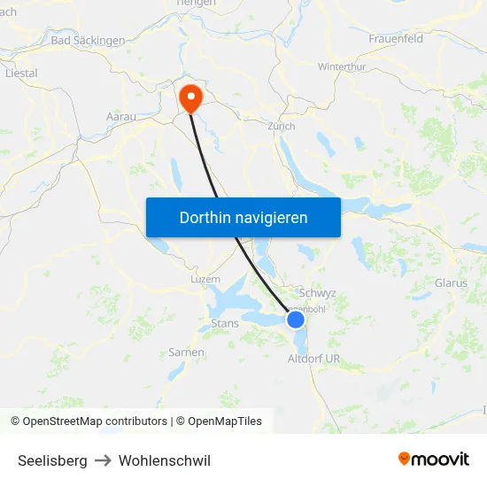 Seelisberg to Wohlenschwil map
