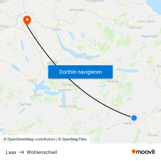 Laax to Wohlenschwil map