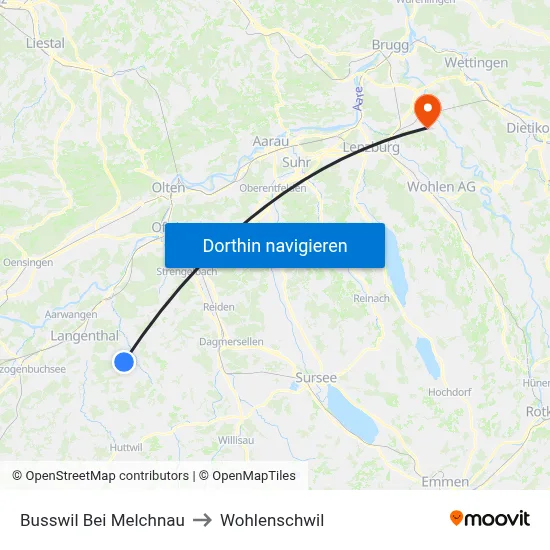 Busswil Bei Melchnau to Wohlenschwil map