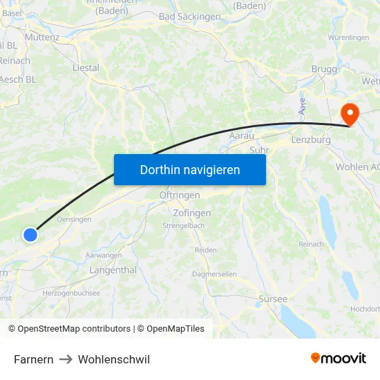 Farnern to Wohlenschwil map