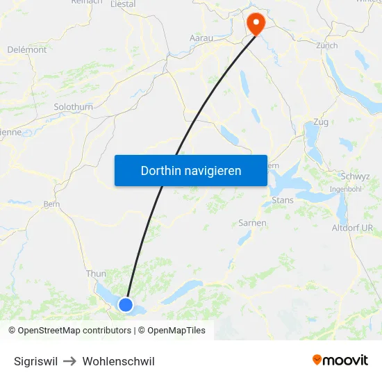 Sigriswil to Wohlenschwil map