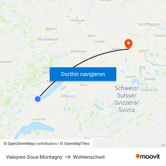 Valeyres-Sous-Montagny to Wohlenschwil map