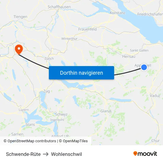 Schwende-Rüte to Wohlenschwil map