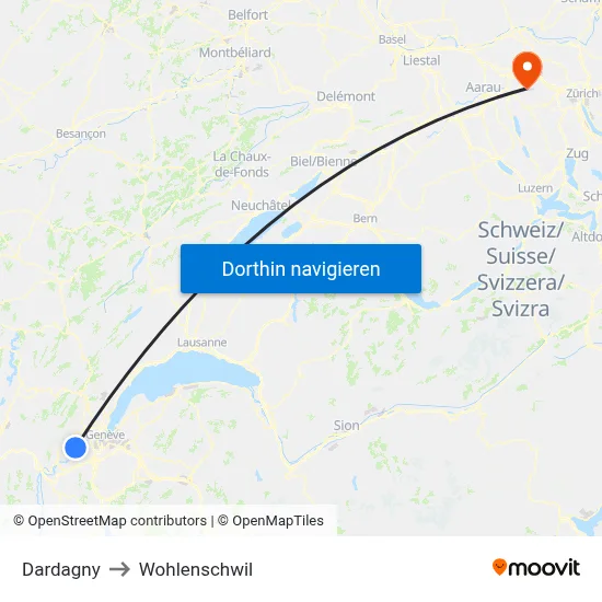 Dardagny to Wohlenschwil map