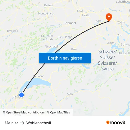 Meinier to Wohlenschwil map