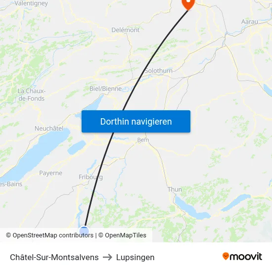 Châtel-Sur-Montsalvens to Lupsingen map